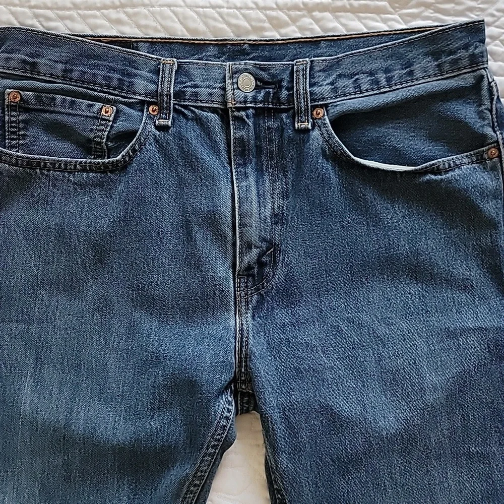 Levi's 505 Mens Classic Blue Jeans Size W34 L30 Roomier Fit In The Thighs/Ankle